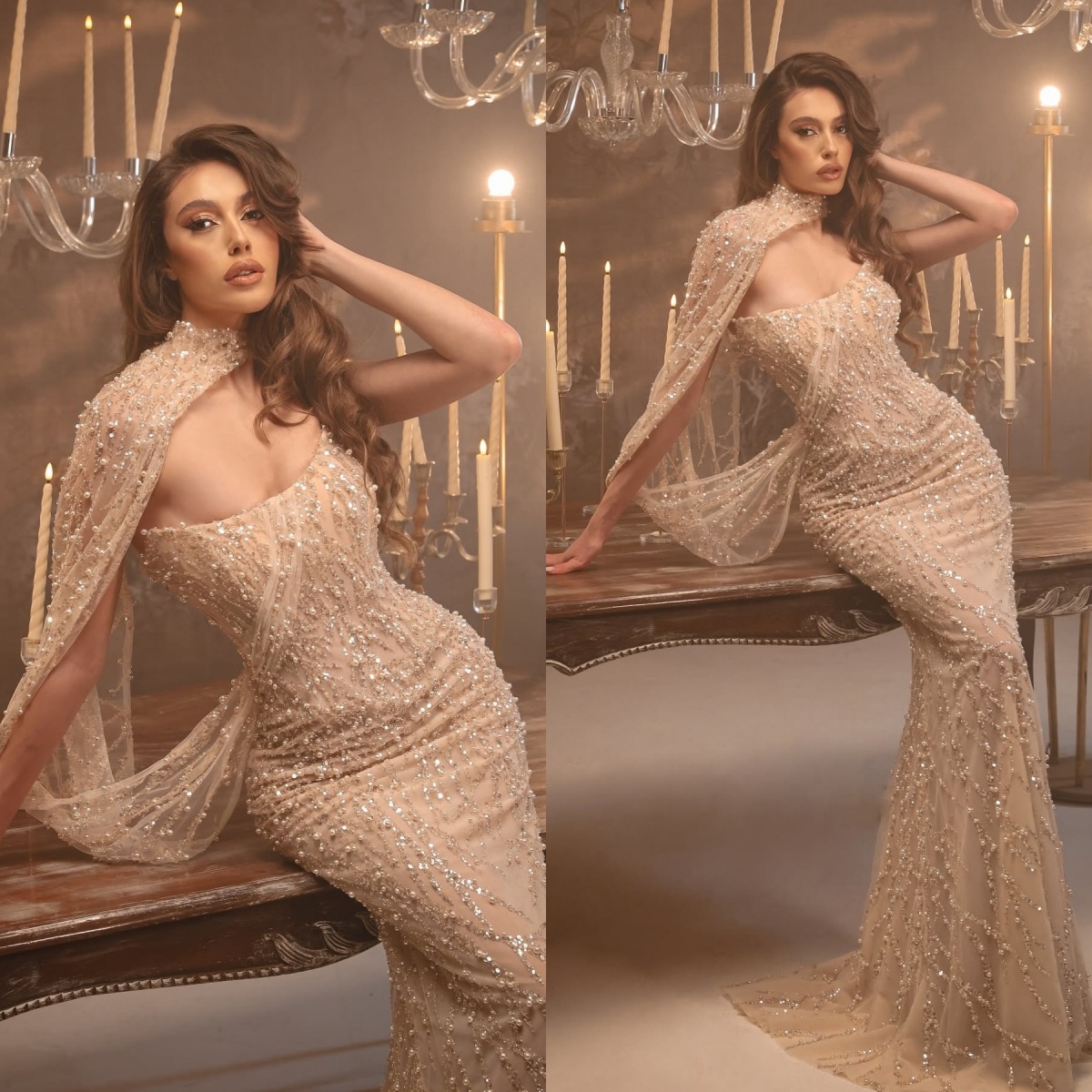 Exquisite Prom Dress Boat Neck Bridal Dresses Sexy Crystal Sequins Lace Evening Dress Floor Length Party Gown Size Customized vestido de novia