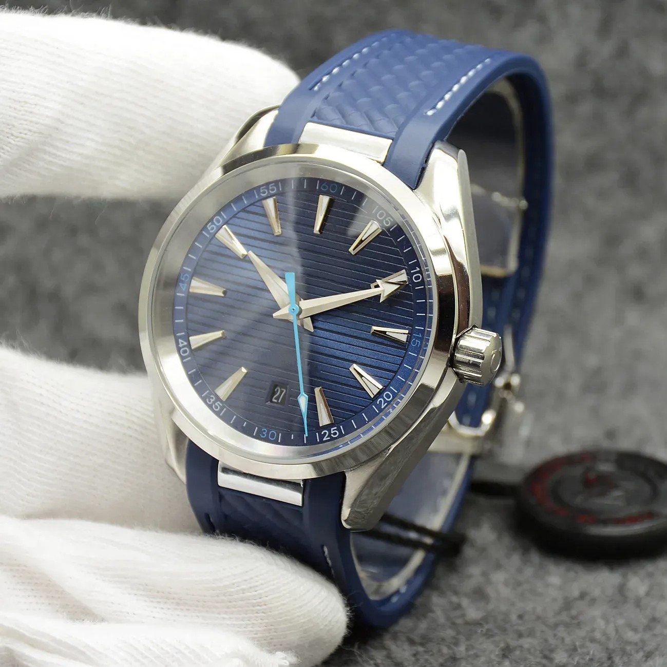 terra Style Black Dial Watch Automatic Mechanical Stainless Steel Glass Back Sports Sea Mens Watches