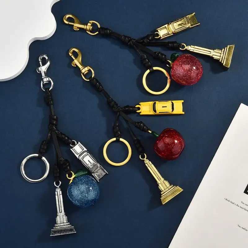 Fashionable Fruits Construction Tower Car Keychain For Women Girls High-end Backpack Decoration Exquisite Accessories Gifts Z260330