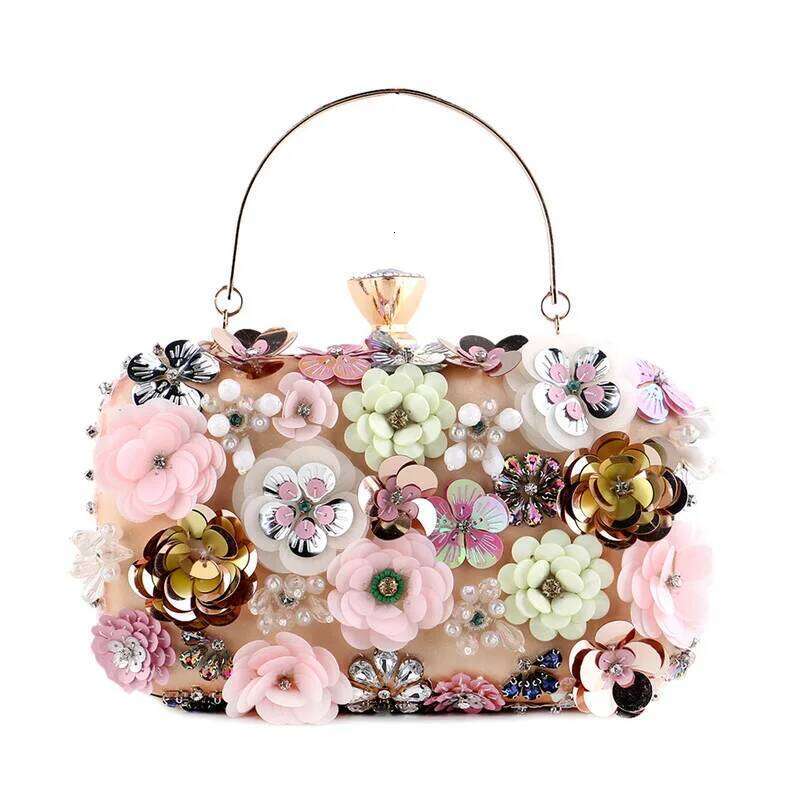 Chinese Embroidery Fashion Women Flower Diamonds Embroidery Small Clutch Luxury Lady Handbags Evening Bags New Arrival Chain Shoulder Purse Clutch Bag