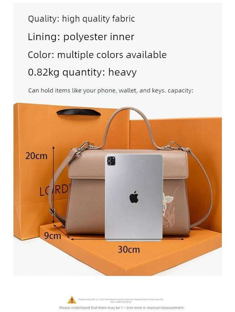 Ladies' One Shoulder Bag Soft New Color Contrasting Embroidered Cross Body Handbag