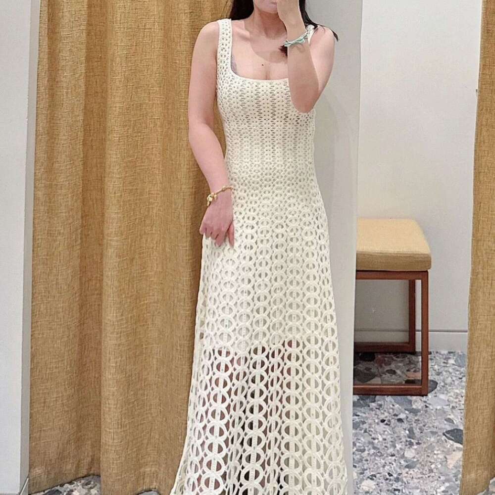 2026 Spring and Summer New Designer Women's Fashionable and Elegant c1 U-neck Long Knitted Dress