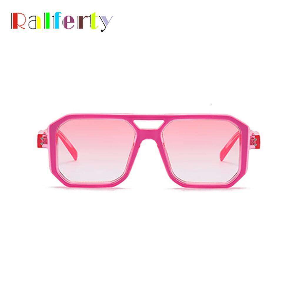 Ralferty Candy Square Sunglasses for Women Pink Gradient Double Bridge Men's Sun Glasses Female Shades UV Protection Oculos 26Y0330
