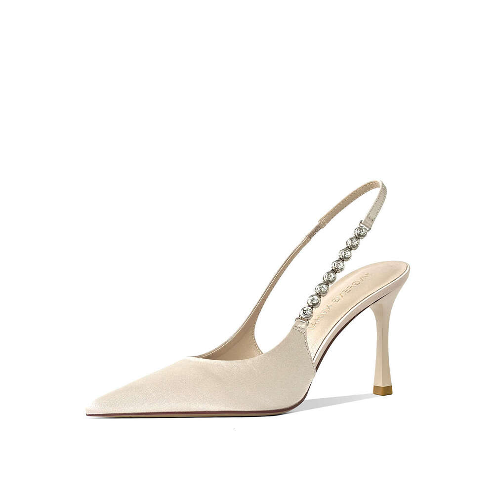 Women In Silver Rhinestone Backless High Heels Closed Toe Stiletto Sexy Ins Style Stunning Versatile Women S Sandals