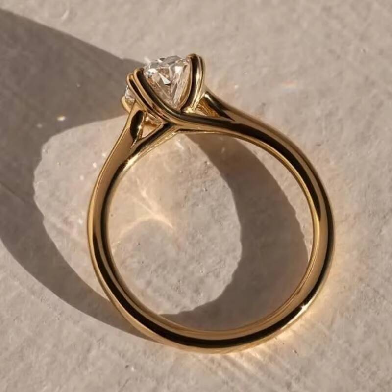 Lab Grown Diamond Ring 18K 14K 10K Solid Gold IGI Certified CVD HPHT VVS Engagement Wedding Women Men Oval Cut Rhodium Plated