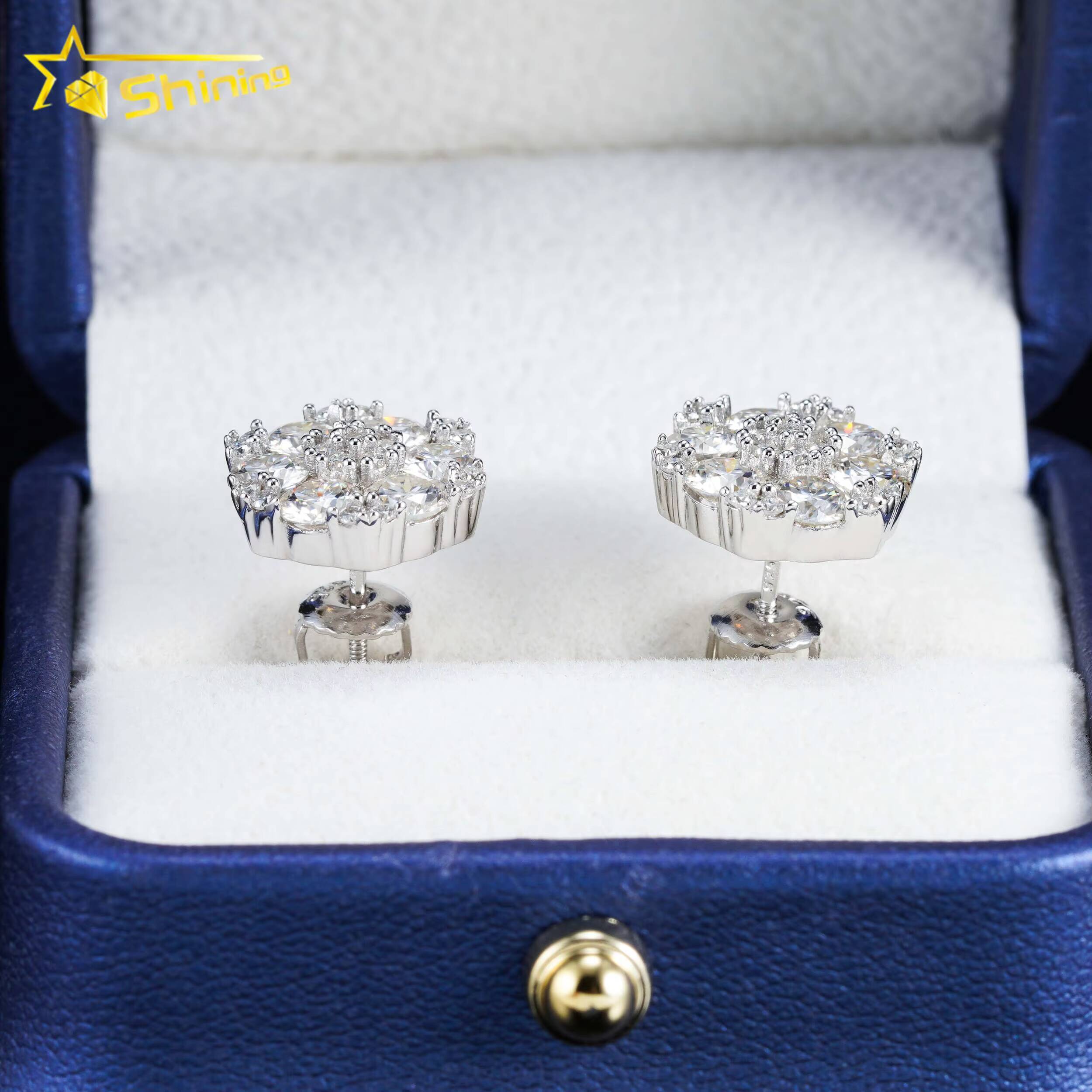 Screw Back Fashion Earring Fine Jewelry 925 Sterling Silver Gold Plated VVS-FL Moissanite Diamond Stud Earrings Ready to Ship