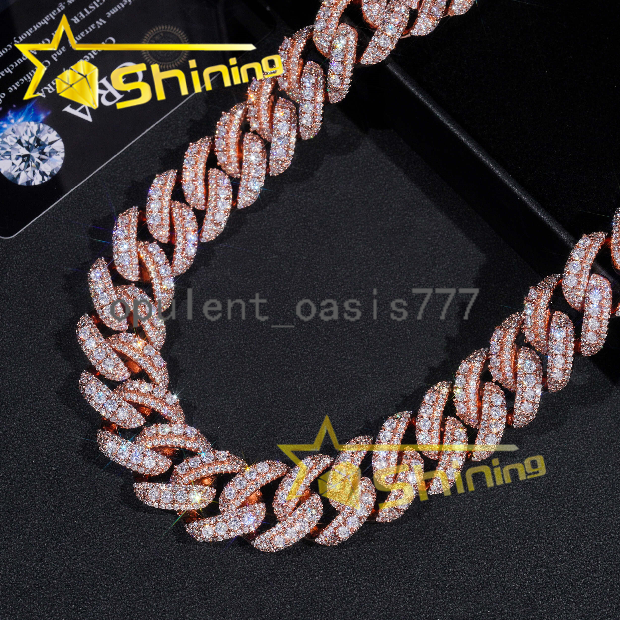 Hot Style Fashion 20mm Cuban Chain Sterling Silver 925 Moissanite Luxury Cuban Link Chain Prong Set Hip Hop Jewelry