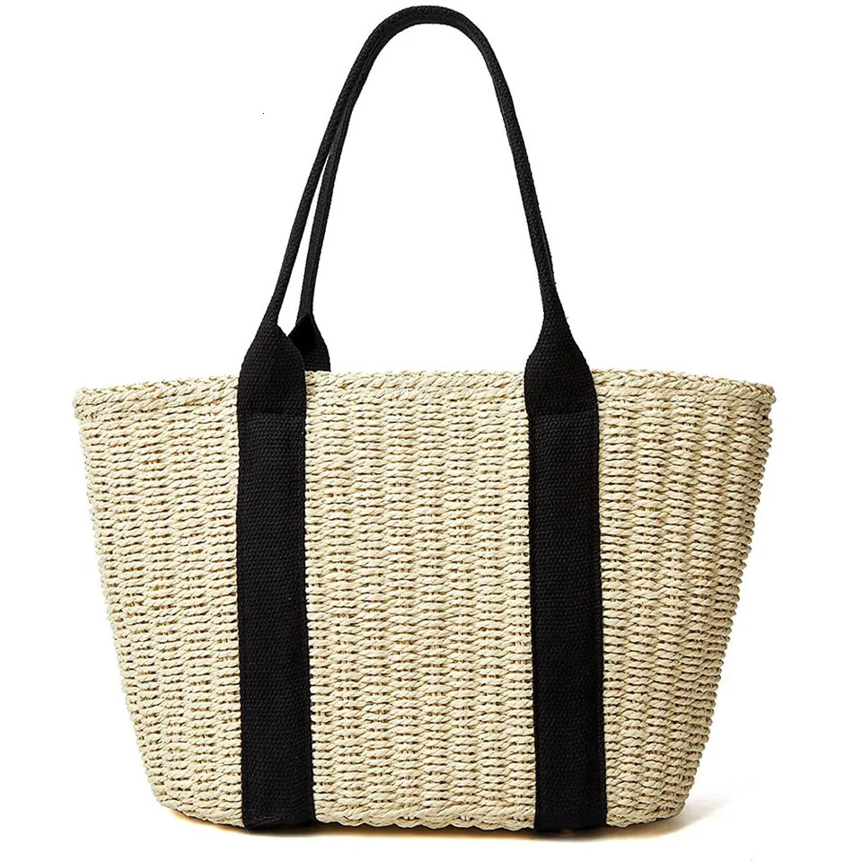 Trendy Straw Women Tote Bag er Rattan Woven Handbags Handmade Travel Shopper Shoulder Bag Casual Beach Bag 260316