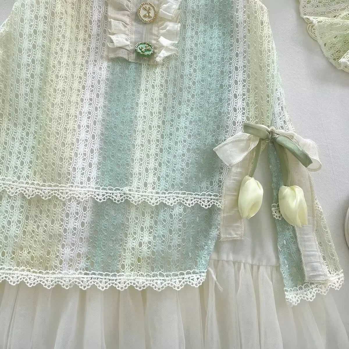 Girls Casual Dresses Sleeveless Lace Sundress Lace Flower Princess Dress Kids Dresses for Girls 2 To 8 YearsT260330