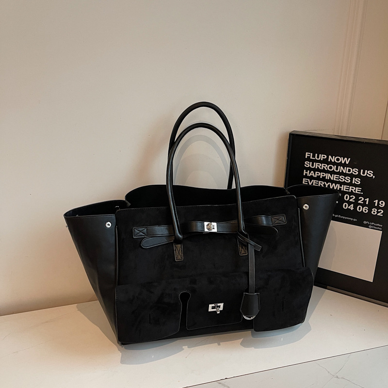 Retro Solid Color Handbag Large Capacity Stylish Women's Bag