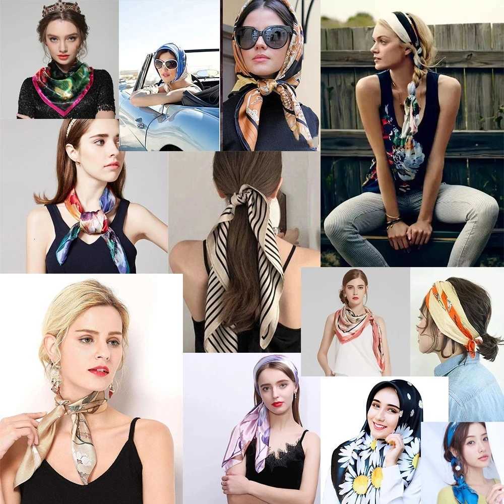 Luxury Wen Silk Scarf Square Bandana Design Brand band Fem Satin Hijab Large Shawl Wrap Lady Kerchief Chain Print New X260328
