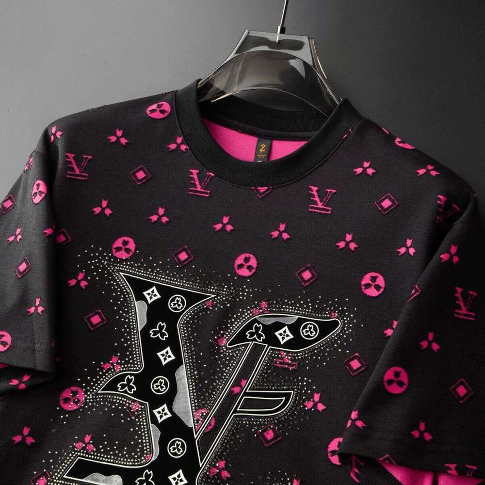 American-Style Light Luxury Short-Sleeve T-Shirt For Men, 2026 Summer New Slim-Fit High-End Letter Foam Print Half-Sleeve Top Asia Size