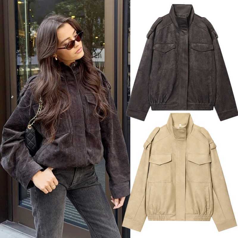 Womens Jacket Black Suede Jacket New Coats And Jackets Lady Autumn 2025 New Collection Long Sleeve Tops Comfortable StreetwearT260328