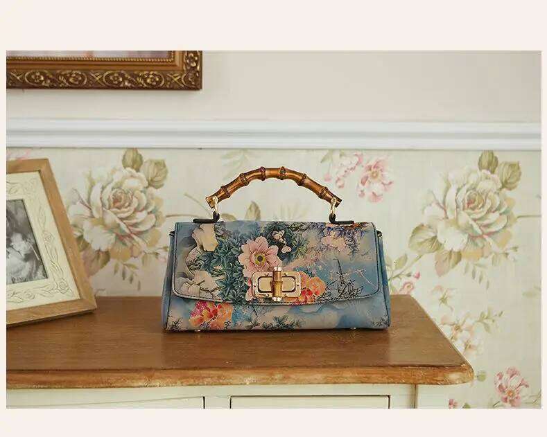 Chinese Embroidery Johnature Cheongsam Leather Handbag 2026 New Vintage Print Women Bag Handmade Elegan Ladies Shoulder & Crossbody Bags