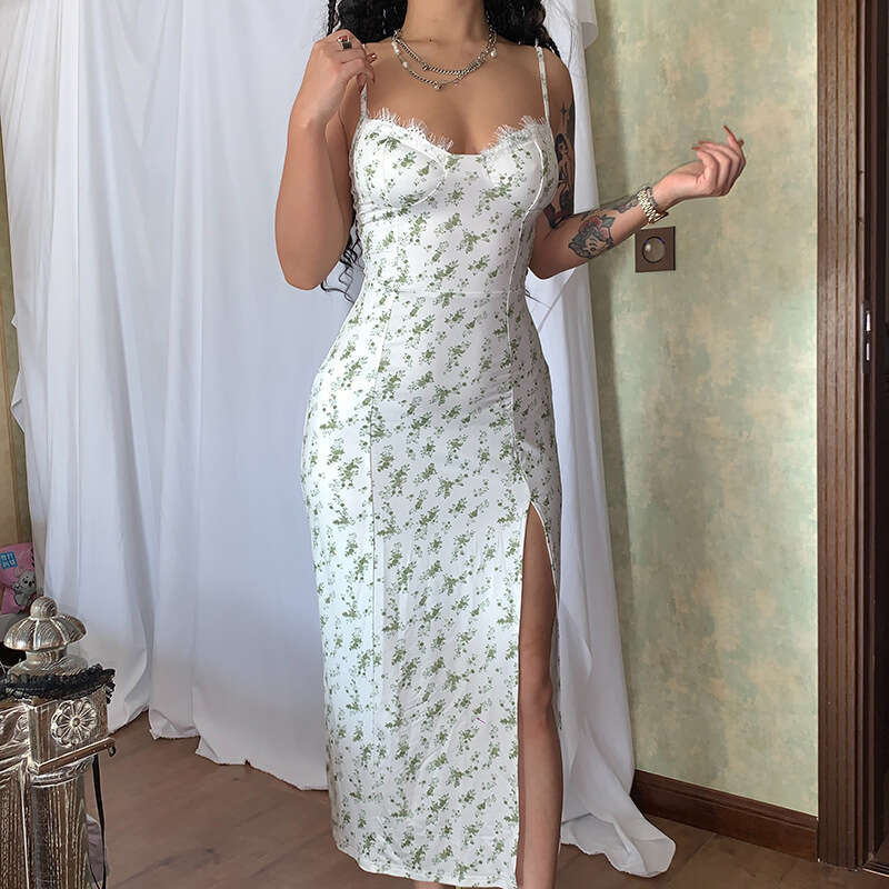 A11 2026 Summer New Designer European and American Women's Printed Split Strap Skirt Women's Wear