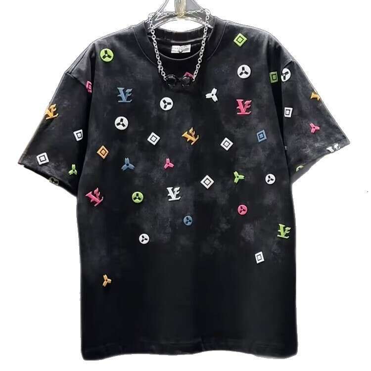 Fashion Tie-Dye High-End Round Neck luxury Summer New Short Light Luxury Trendy Loose T-Shirt Half Sleeve Men