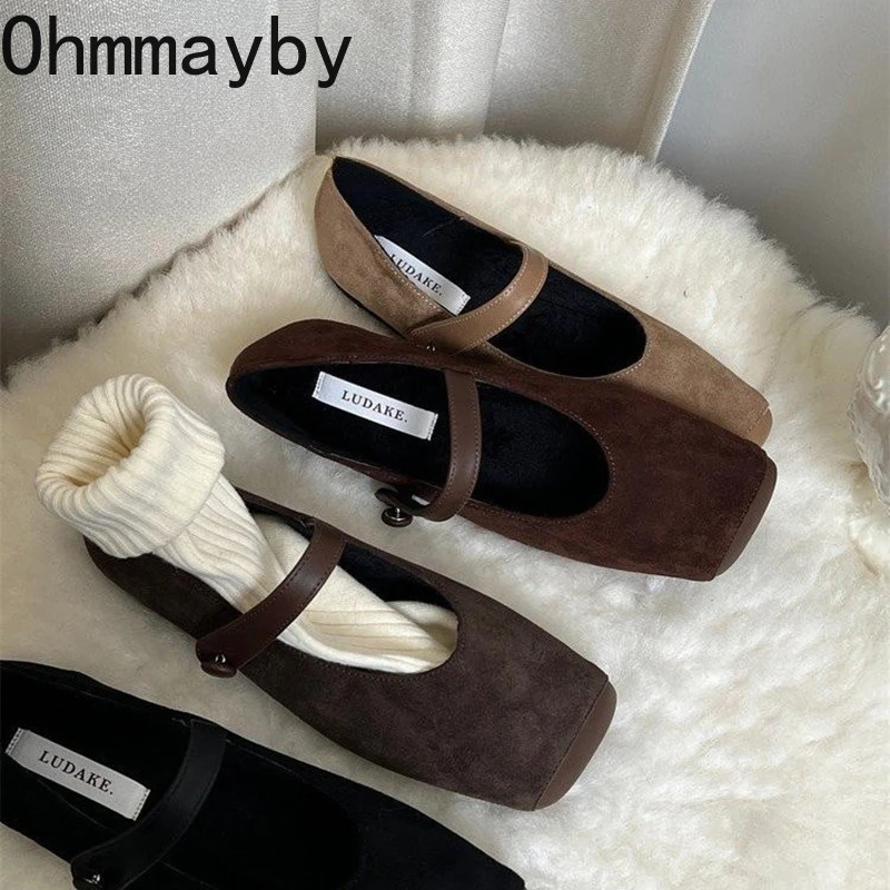 Vintage Slip On Women Mary Jane Shoes Fashion Square Toe Shoes 2026 Spring Casual Dress Ballet Flats hoes 260323