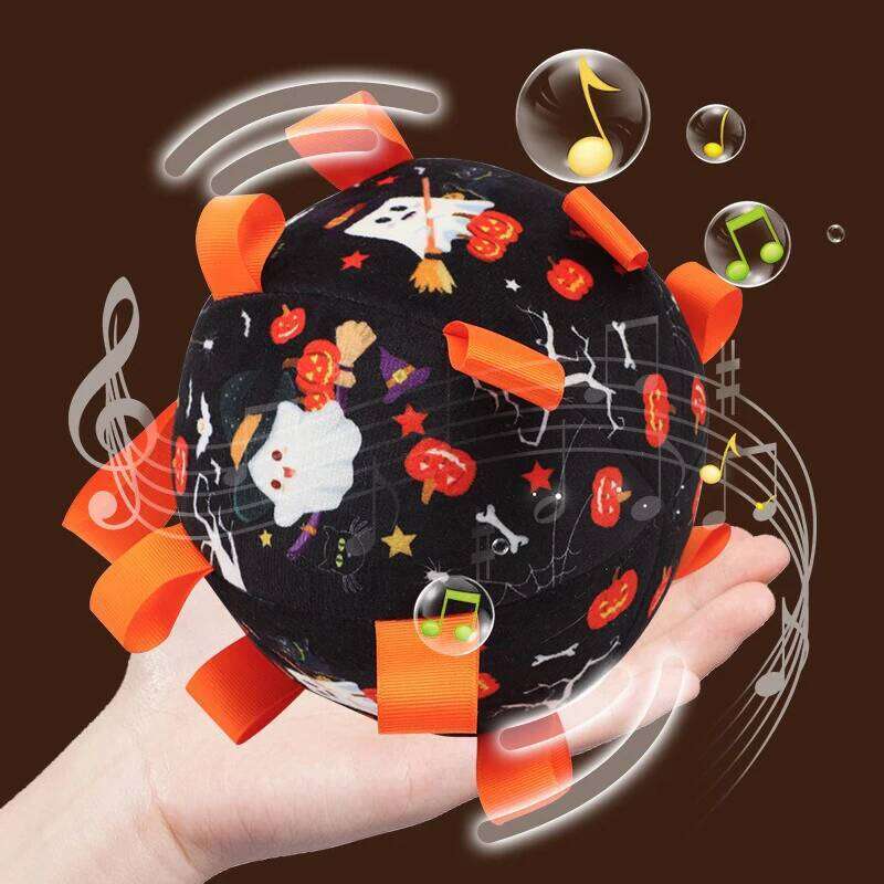 Halloween Dog Balls Electric Interactive Built-In Bell Plush Toy Ball for Dogs Anti-Bite Chew Toys with Squeaker Pet Product