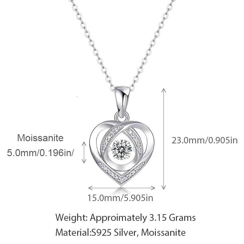 Women Luxury Moissanite Diamond Necklaces Fine Silver Jewelry Factory Luxury Gem Collarbone Chain Heart Pendant Silver Necklace