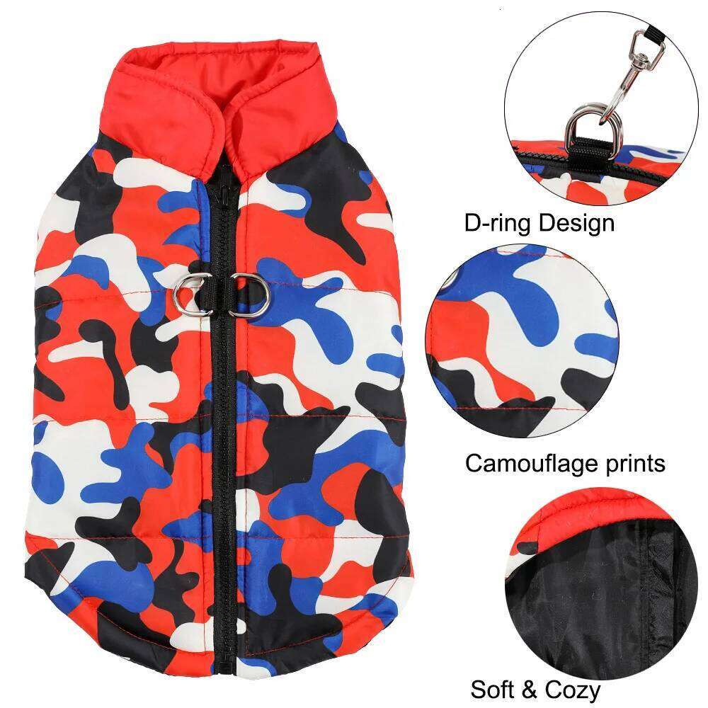 Warm Jacket Coat Pet Clothes For Small Medium Dog Winter Puppy Camouflage Print Costumes With D-ring Chihuahua Yorkshire