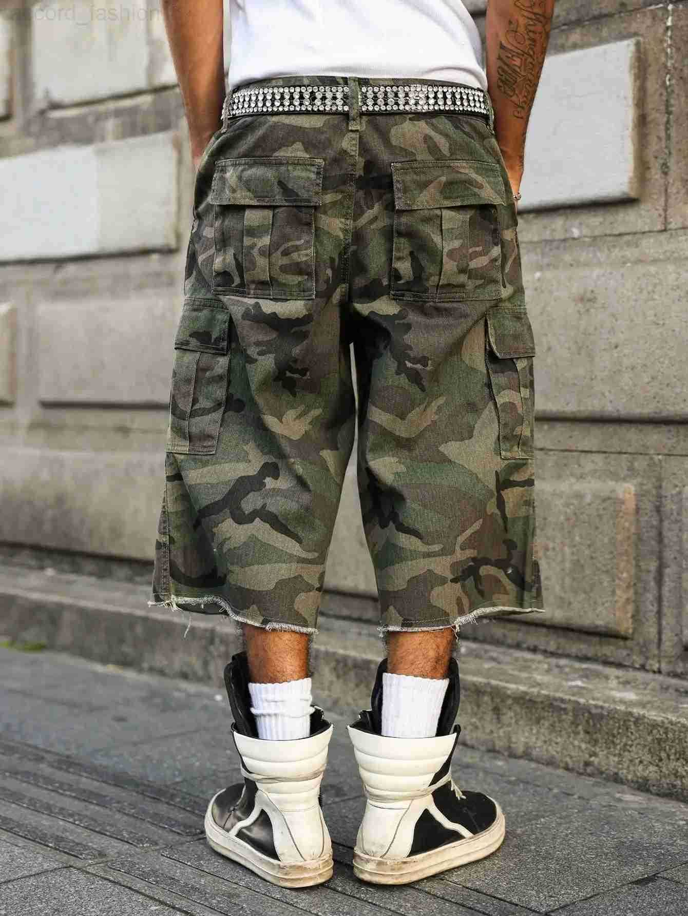 Mens summer denim shorts Camouflage cargo pants Multi - pocket design Street fashion trend Daily leisure H260330