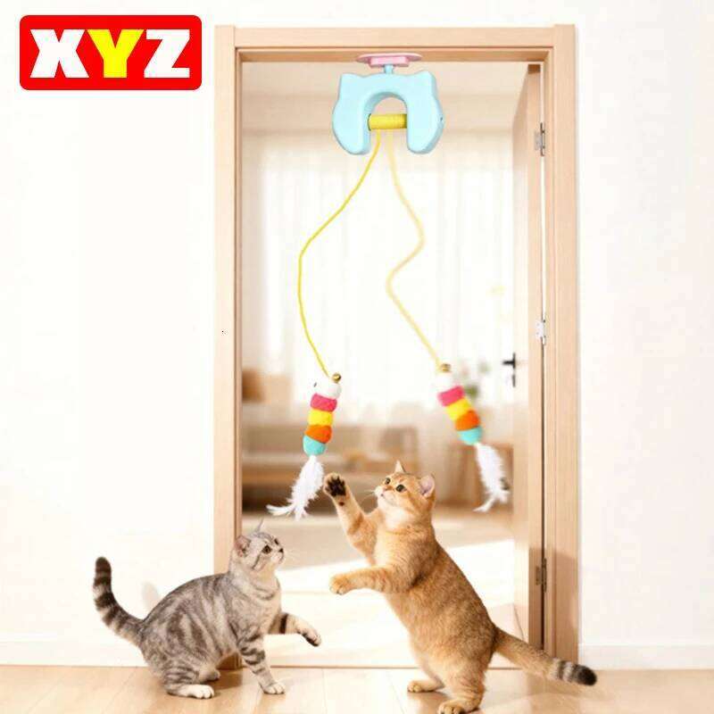 New Type Of Electric Cat with 2 Ropes Smart Hanging Door Auto Swing Feather Toy A Self-entertainment And Cat-teasing Wonder