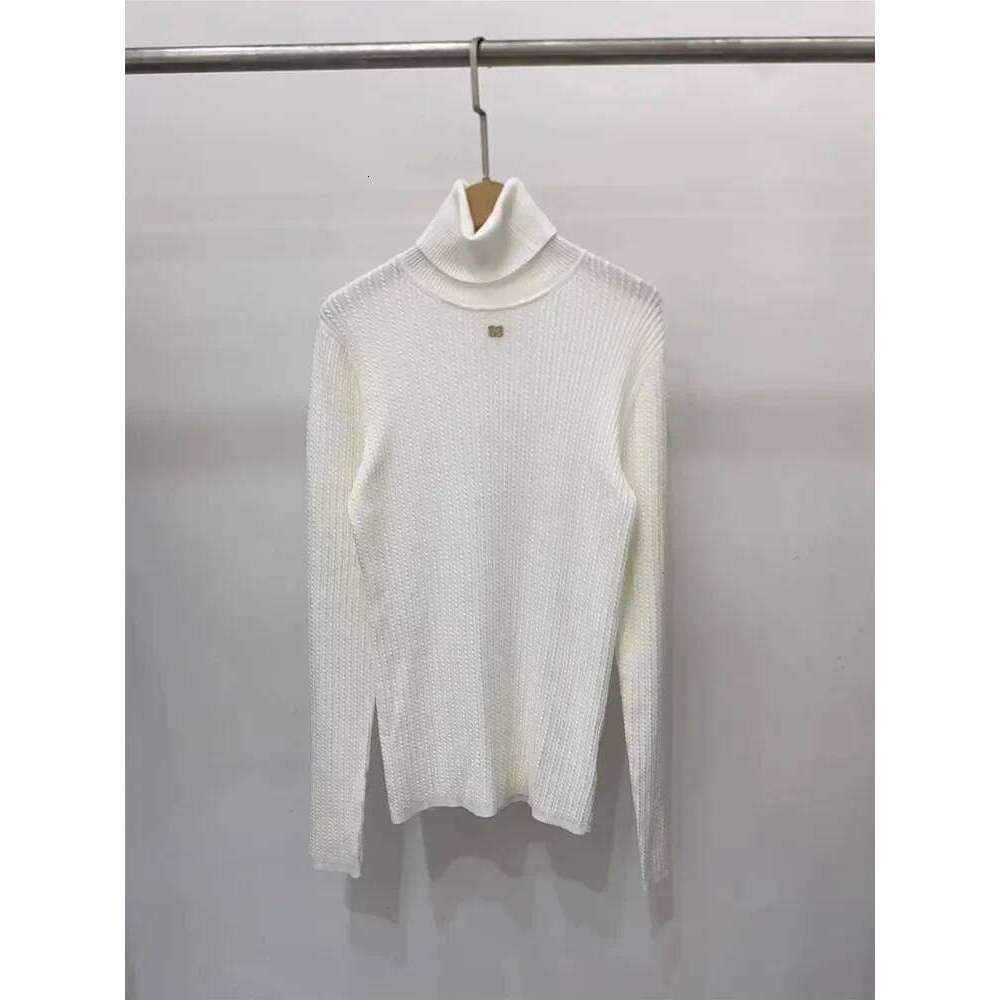Women Turtleneck Ribbed Knit Sweater Fashion Spring Autumn Lady Slim Long Sleeve White Or Black Knitwears Pullover Mdng260330
