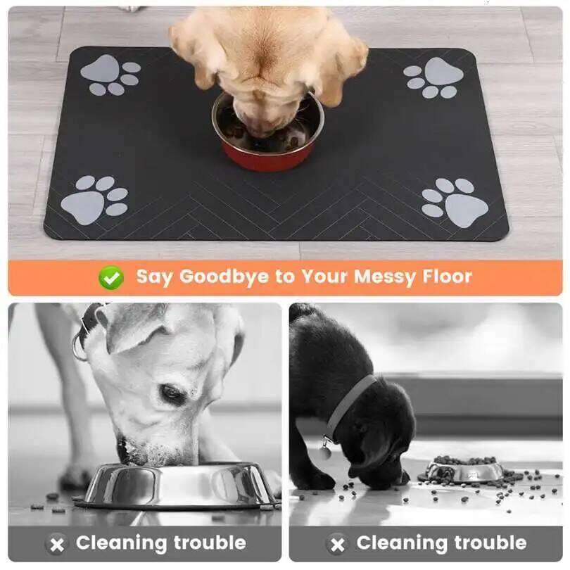 60X90CM Feeding Pet Placemat Food and Bowl with Waterproof Rubber Backing Quick Dry Water Mat for Dog Cat