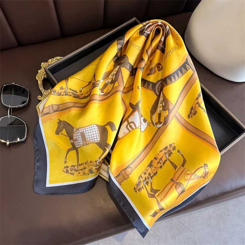 Horse Chain Silk Scarf For Wen Luxury Decorate Scarfs Neckerchief Fem Neck Tie Soft Hijab Foard Hairband For Travel X260328