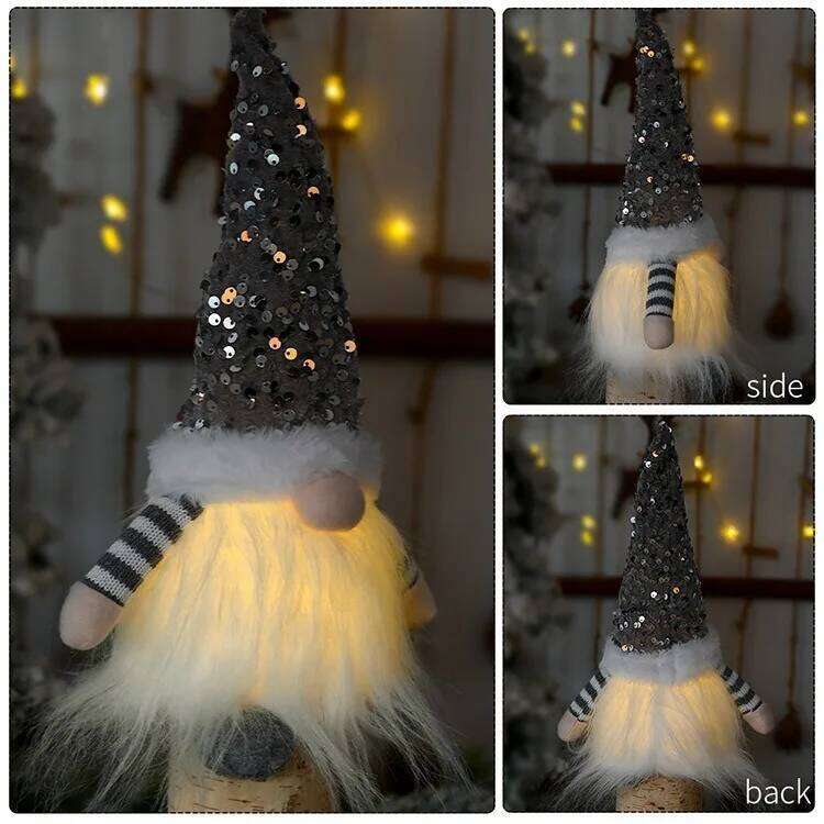 Glowing Knitted Gnome Doll with Led Night Light 30CM Christmas Decorations Home Xmas Tree Decor Navidad New Year 2025 Gift