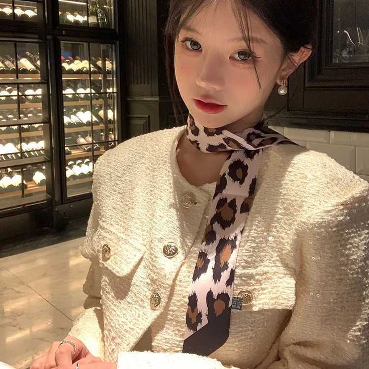 New Lightweight Retro Leopard Print Belt wen Decorative Cinched Waist Versatile Style Girl Narrow Long Tie Scarf 8S21 X260328