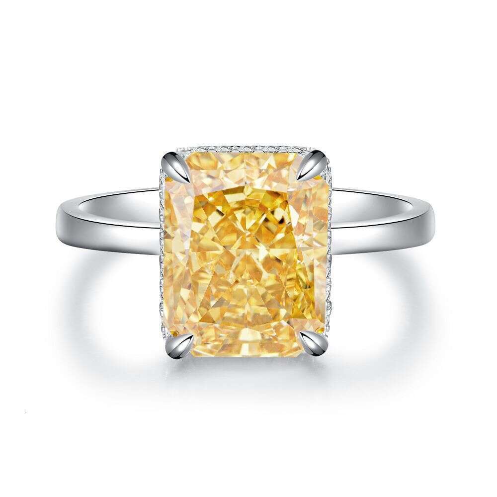 Ring Designer Exquisite Flower Shaped Zircon Ring For Women High Carbon Diamond Radiant Ice Cut Zircon Wood Color Style Pure Silver Emerald Ring Luxur