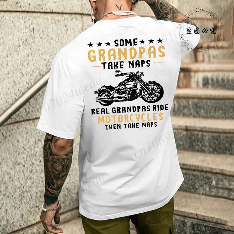 Mens TShirt Motorcycle Motorbike Casual Round Neck Top Tee GRANDPAS RIDE MOTORCYCLES Print Tshirt Graphic for Men 260312
