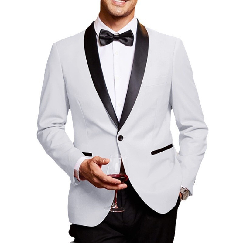 New Mens Single Button Suit for Wedding Banquet Groom Best Man Slim Fit Korean Style Formal Jacket