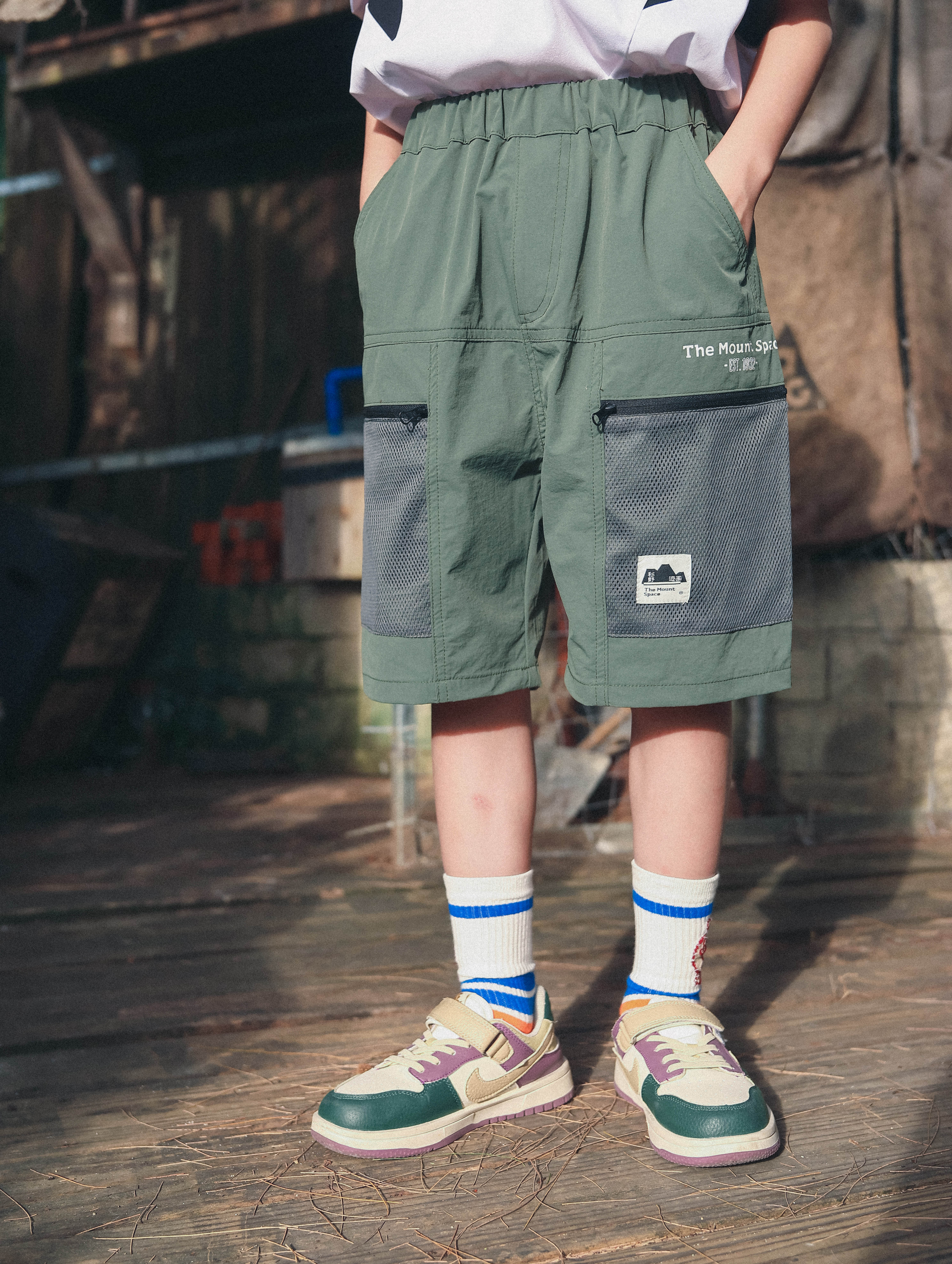 Shorts Kids Mountain Style Mesh Pocket Patchwork Cargo Shorts Outdoor Casual Utility Shorts 26DX3204