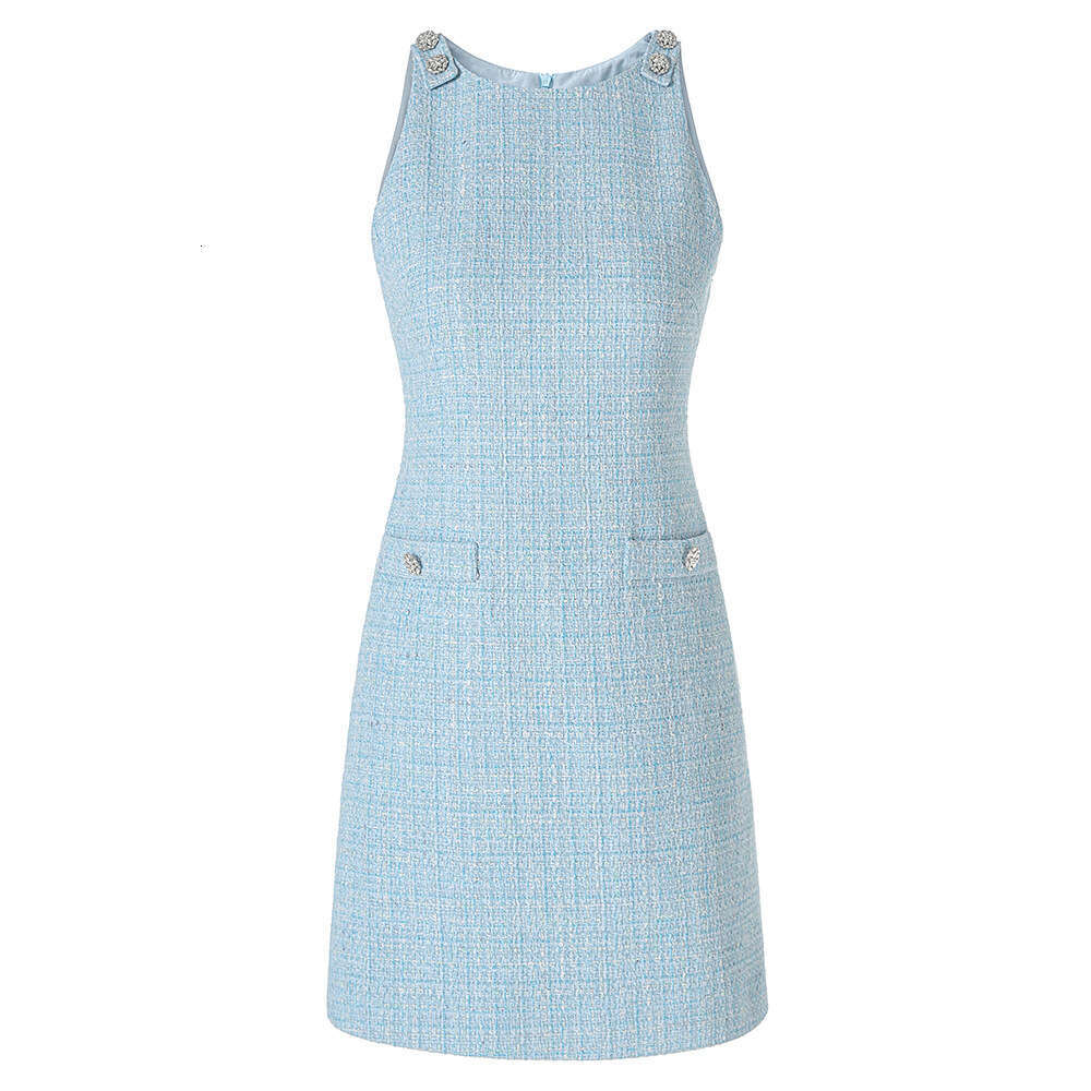 High A10 quality woolen summer designer refreshing off shoulder sleeveless vest slim fit social style tight dress