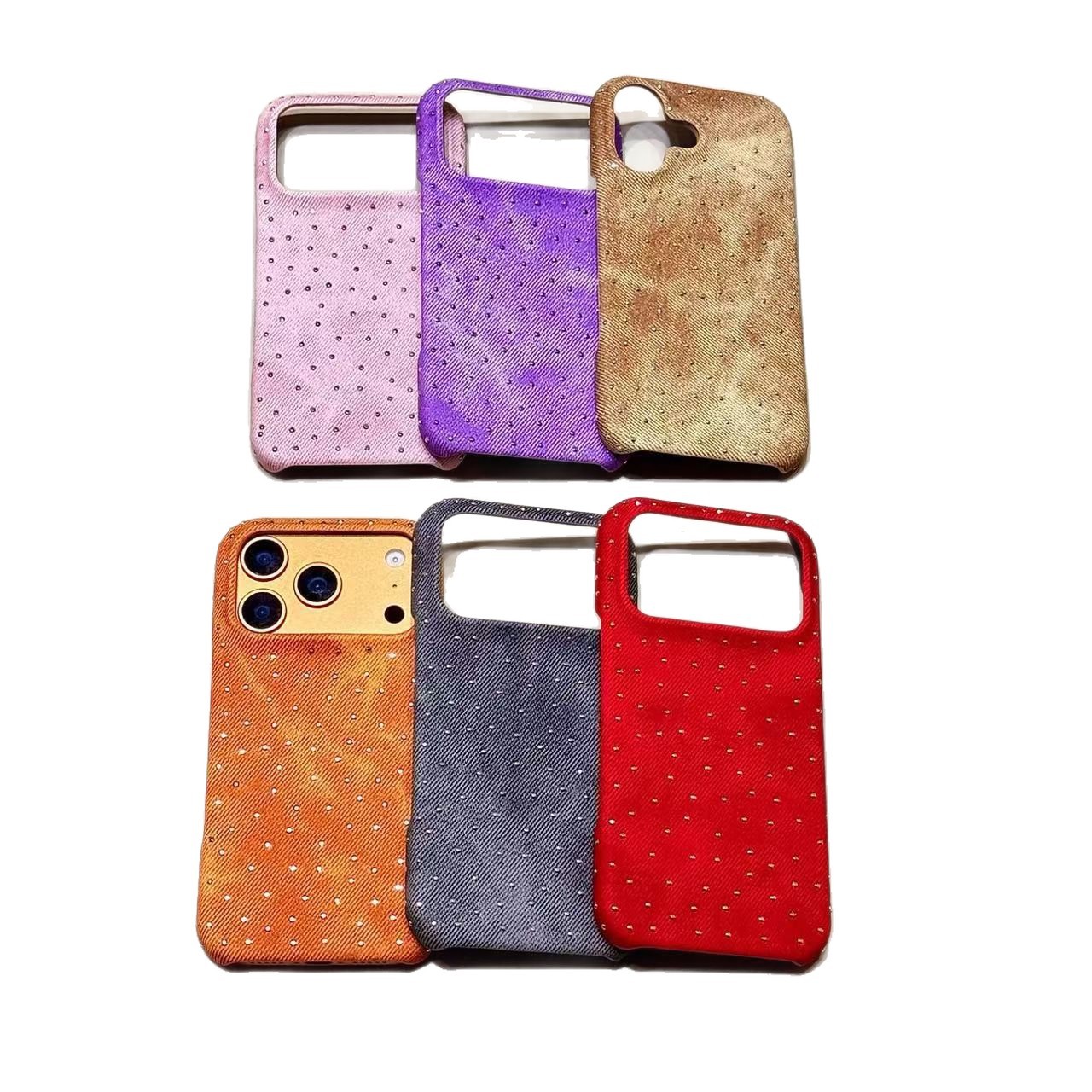 Korean high-end denim leather pattern gypsy star with diamond is suitable for iPhone Apple mobile phone case