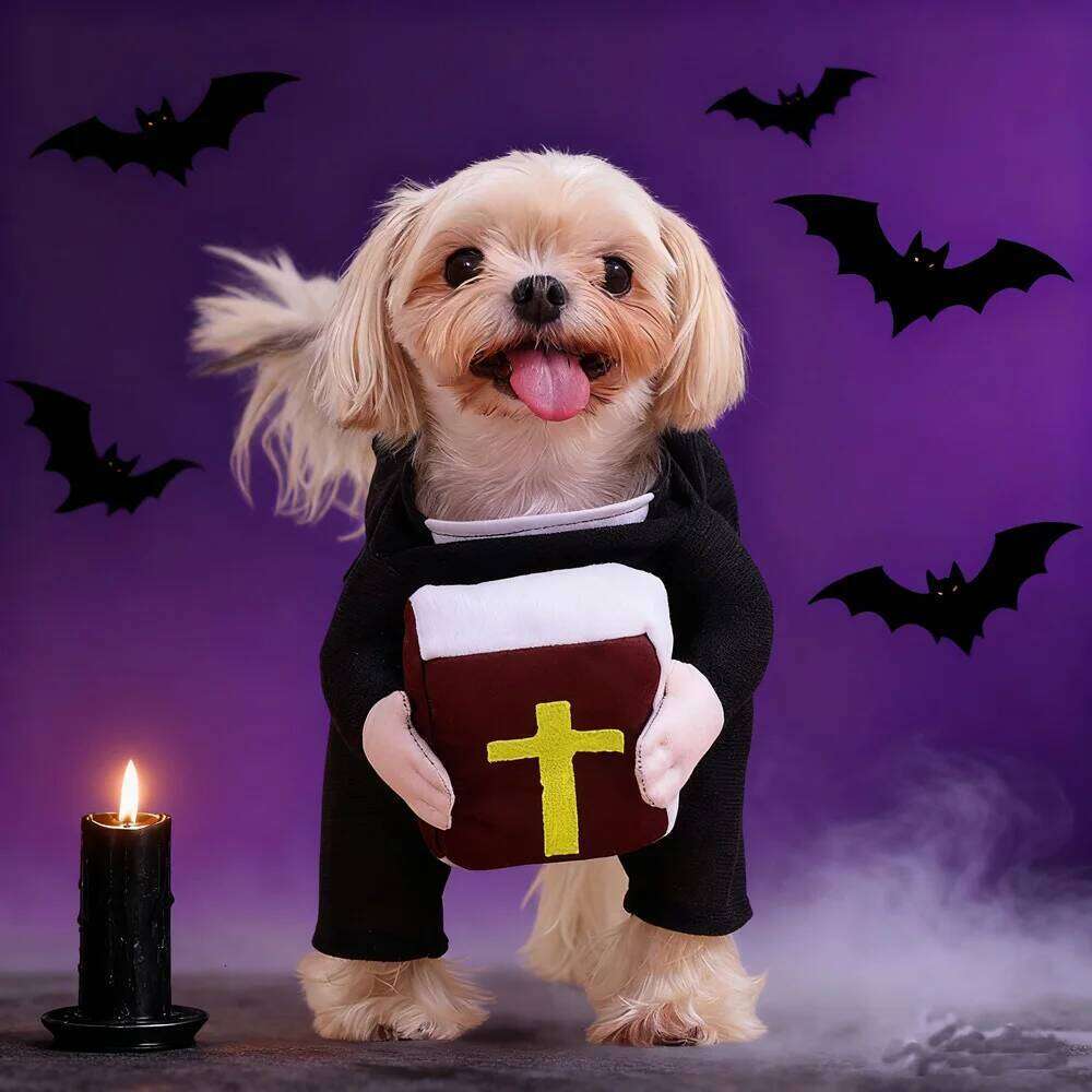 Funny Halloween Pet Cosplay Costume For Small Medium Dogs Party Dress Up Cross Print Dog Coat Yorkshire Chihuahua Clothing