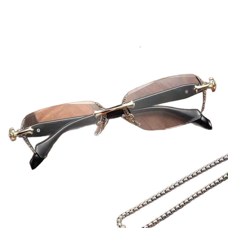 Luxury Brand Designer Sunglasses Minimalist Fashion Internet Celebrity Frameless Edge-cut Reading Glasses For Men And Women Trendy Versatile High-defi
