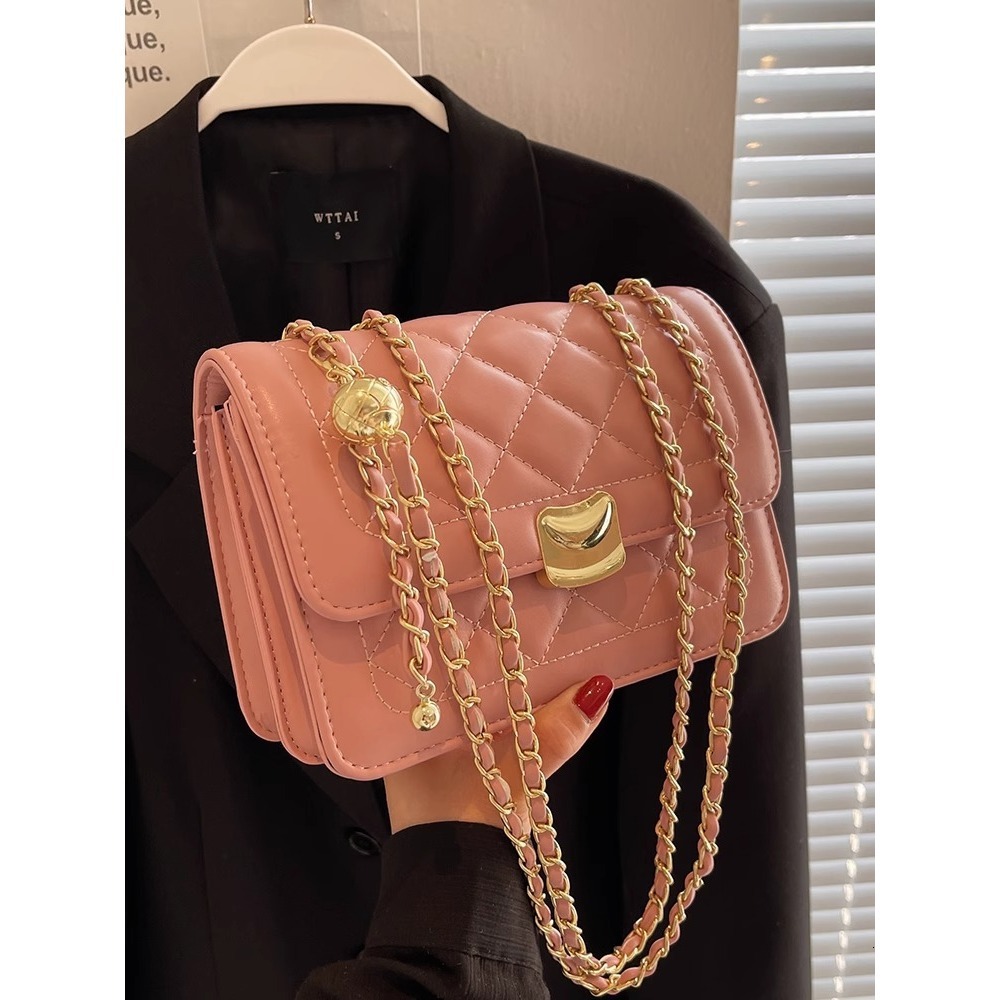 Elegant small women's 2025 new model, popular this year, versatile summer quilted chain shoulder bag