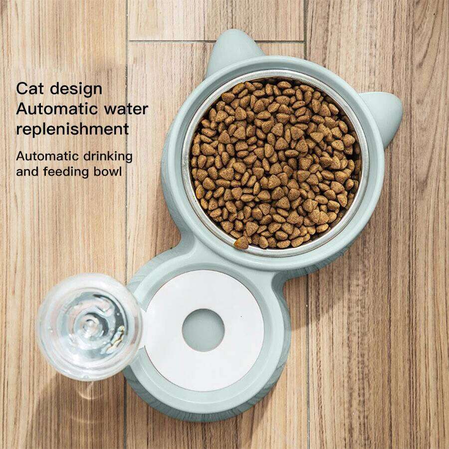 Dog Cat Anti-Spill Food Bowl, Automatic Feeding and Drinking Bowl Set for Pets 26W0330
