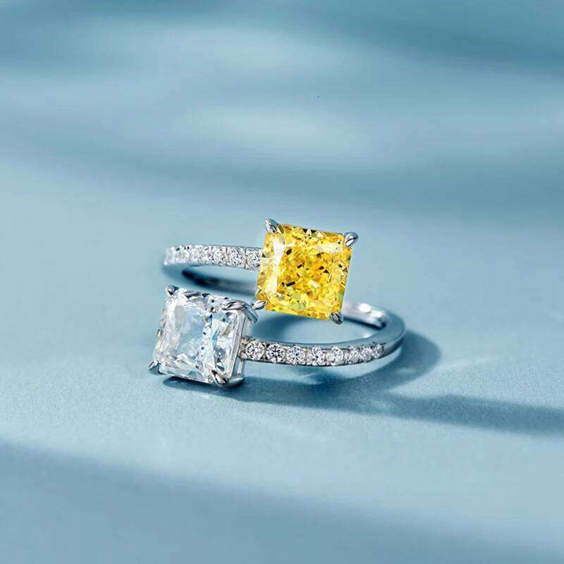 Ring Style Adjustable Ring With Bright Princess Square CZ Female Engagement Party Accessories Fashion Weddings Design Jewelry Gift Visionice