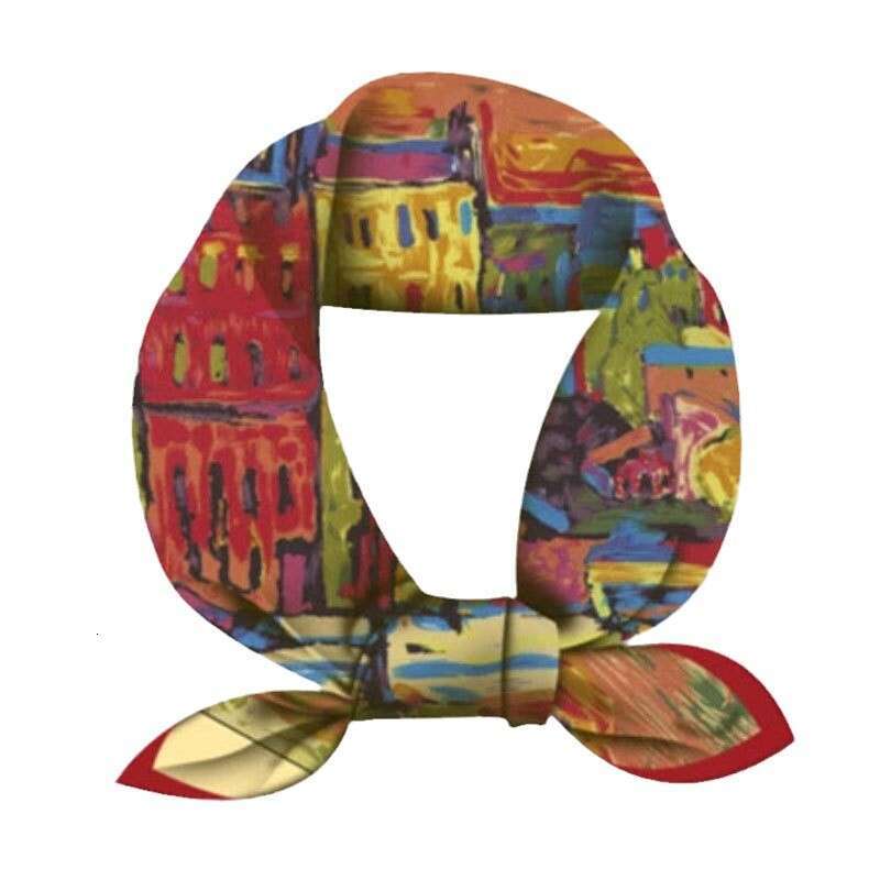2024 Cross-Border Bestseller: Van Gogh Oil Painting Series Square Vintage Artistic Chic Small Neck Scarf, Decorative Printed Scarf Qian Pan