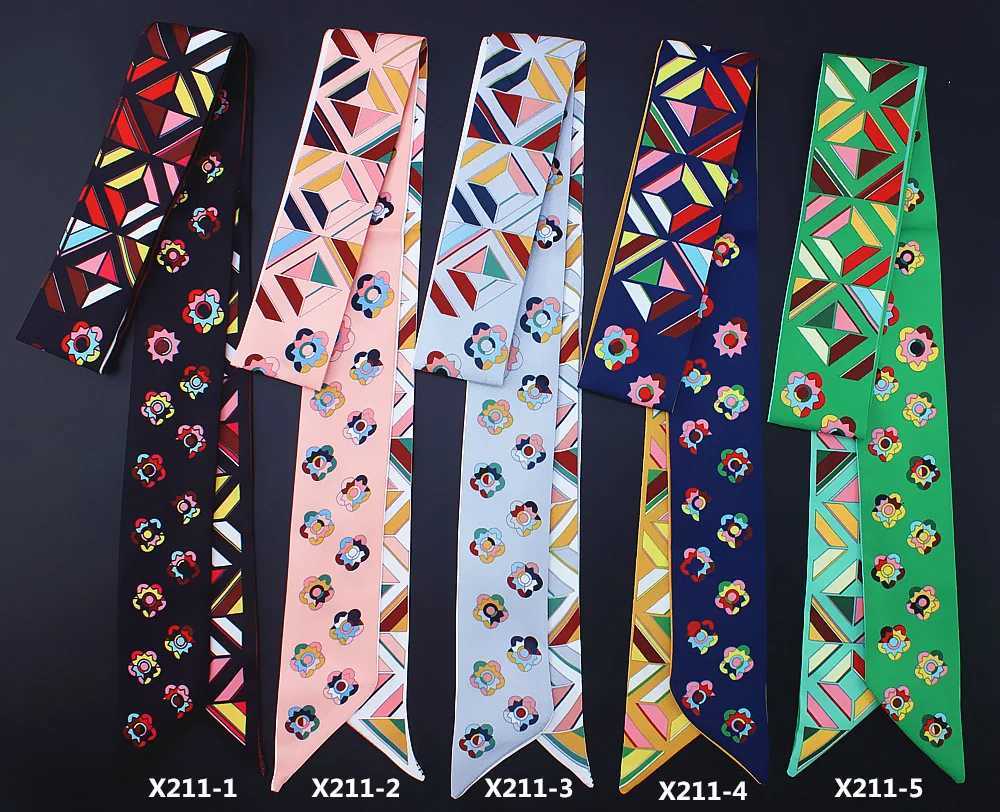 Twill Fabric Wens Scarf 1185cm Silk Slim Neck Wrap Geetric Pattern Soft Cfortable For Work Date Gift X260328