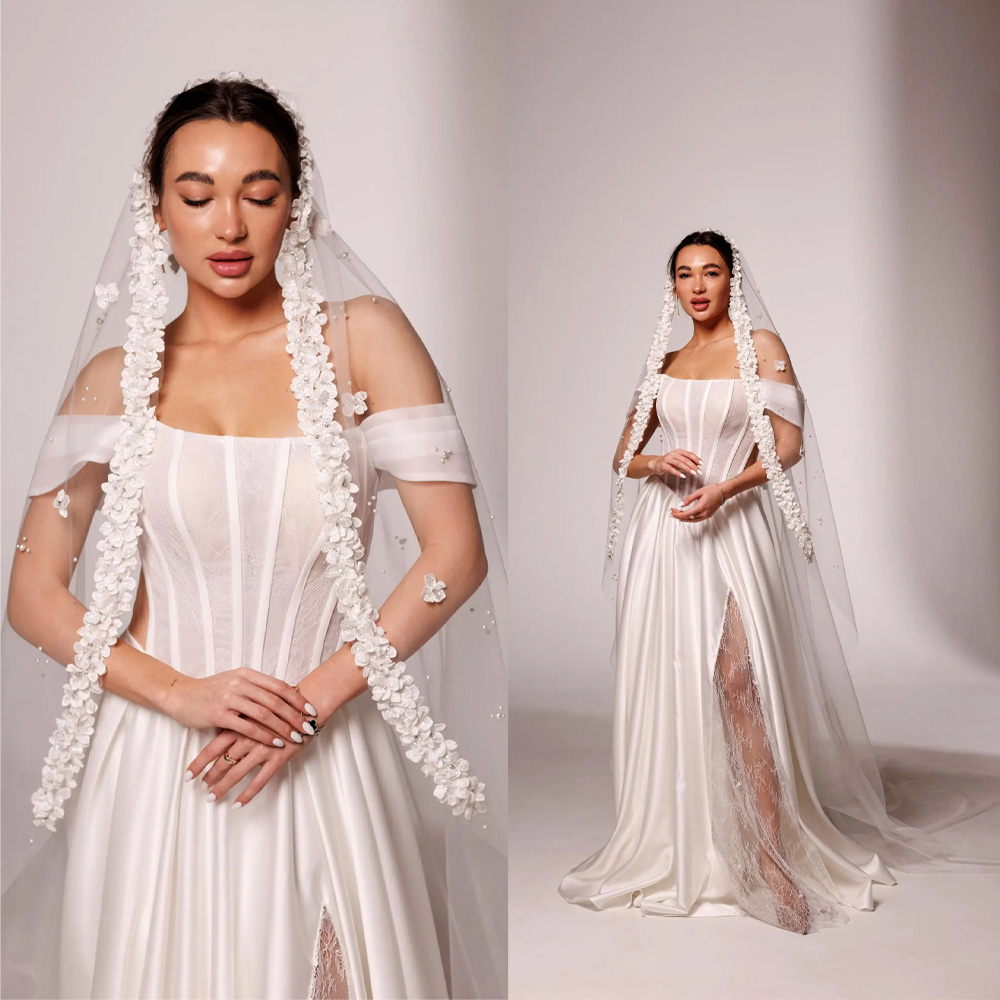 Fashion Bridal Veils Long Appliques Lace Wedding Veil 1 Layer 3 Meters Long Tulle For Brides Hair Accessories Custom Made