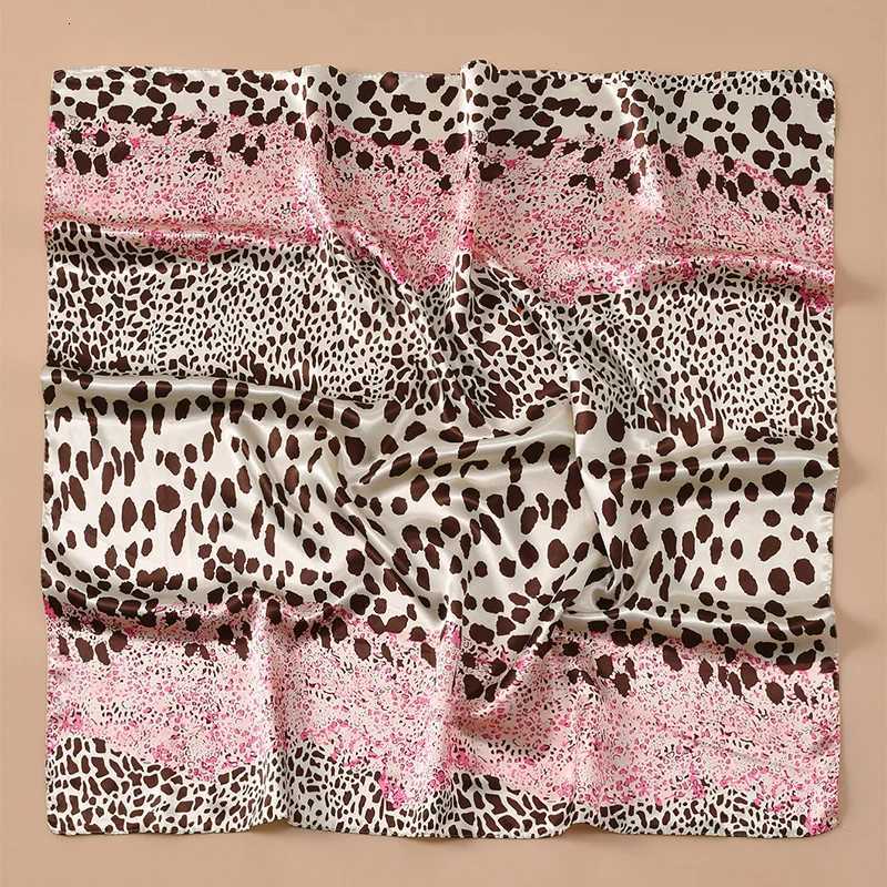 9090cm Leopard Printed Square Scarf Women Luxury s Scarf Fashion Dot Headband Matte Satin Silk Hair Band Handkerchief Z260330
