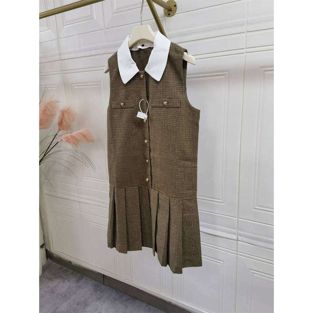 Splices Women Single Breasted Sleeveless A-Line Pleated Mini Dress Summer New Mdng260330