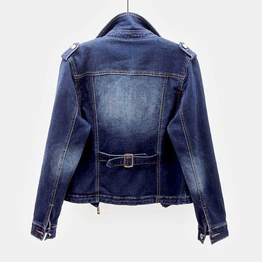 Spring and Autumn Trend New style Fashion Denim Jacket for Women Suit Collar Motorcycle Jacket coat Slim Fit Trendy TopT260328