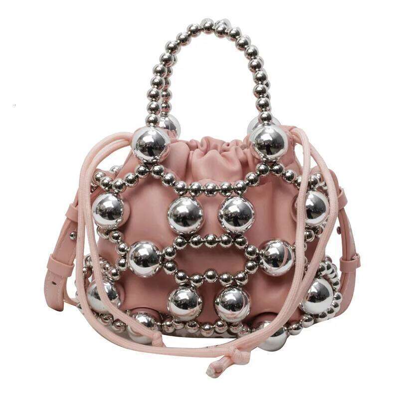 Chinese Embroidery Luxury Beaded Handbags Hollow Woven Pearls Bags For Women Fashion Drawstring Shoulder Lady Evening Bag Party Wedding Clutch