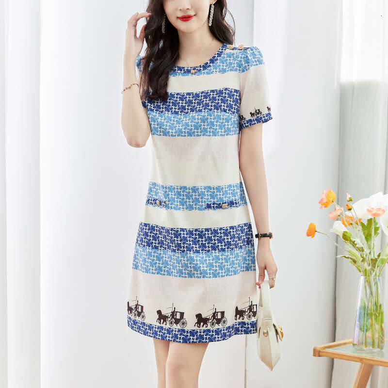 Summer Women's Elegant Age-Reducing Waist-Slimming A-Line Dress Slimming Design Qipao Hanfu Silk